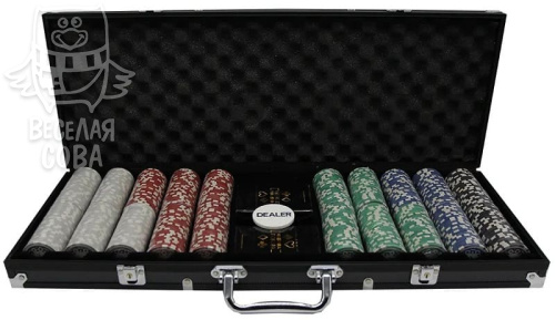 Фабрика Покера: Набор из 500 фишек для покера с номиналом в черном кейсе