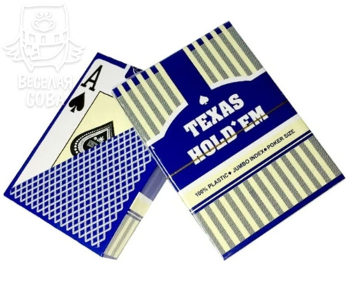 игральные карты Texas Holdem, синяя рубашка
