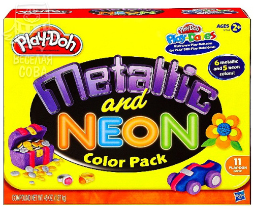 Набор пластилина Play-Doh из металлических и неоновых цветов (Hasbro) 37058H