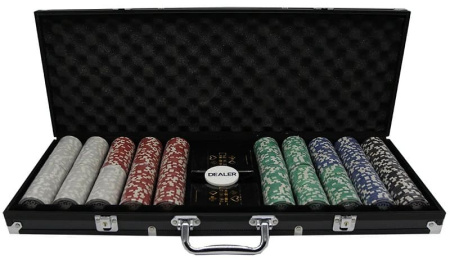 Фабрика Покера: Набор из 500 фишек для покера с номиналом в черном кейсе