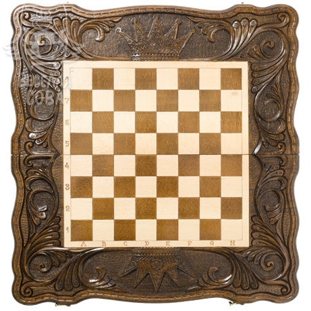 Шахматы + Нарды резные «Корона» 60 см Haleyan