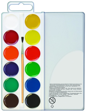 Краски акварельные Луч Классика 12 цветов с кистью