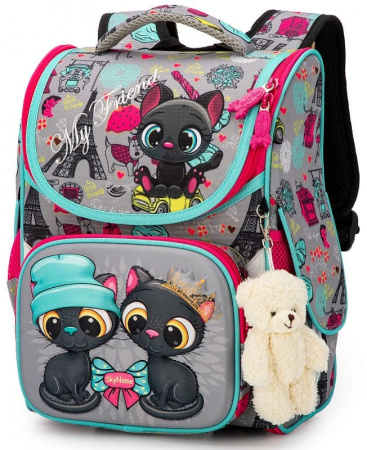 ранец SkyName 2072 с пеналом и мешком и брелоком мишкой