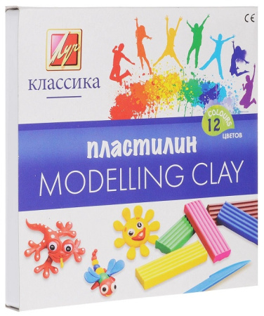 Пластилин Луч Классика 12 цветов со стеком